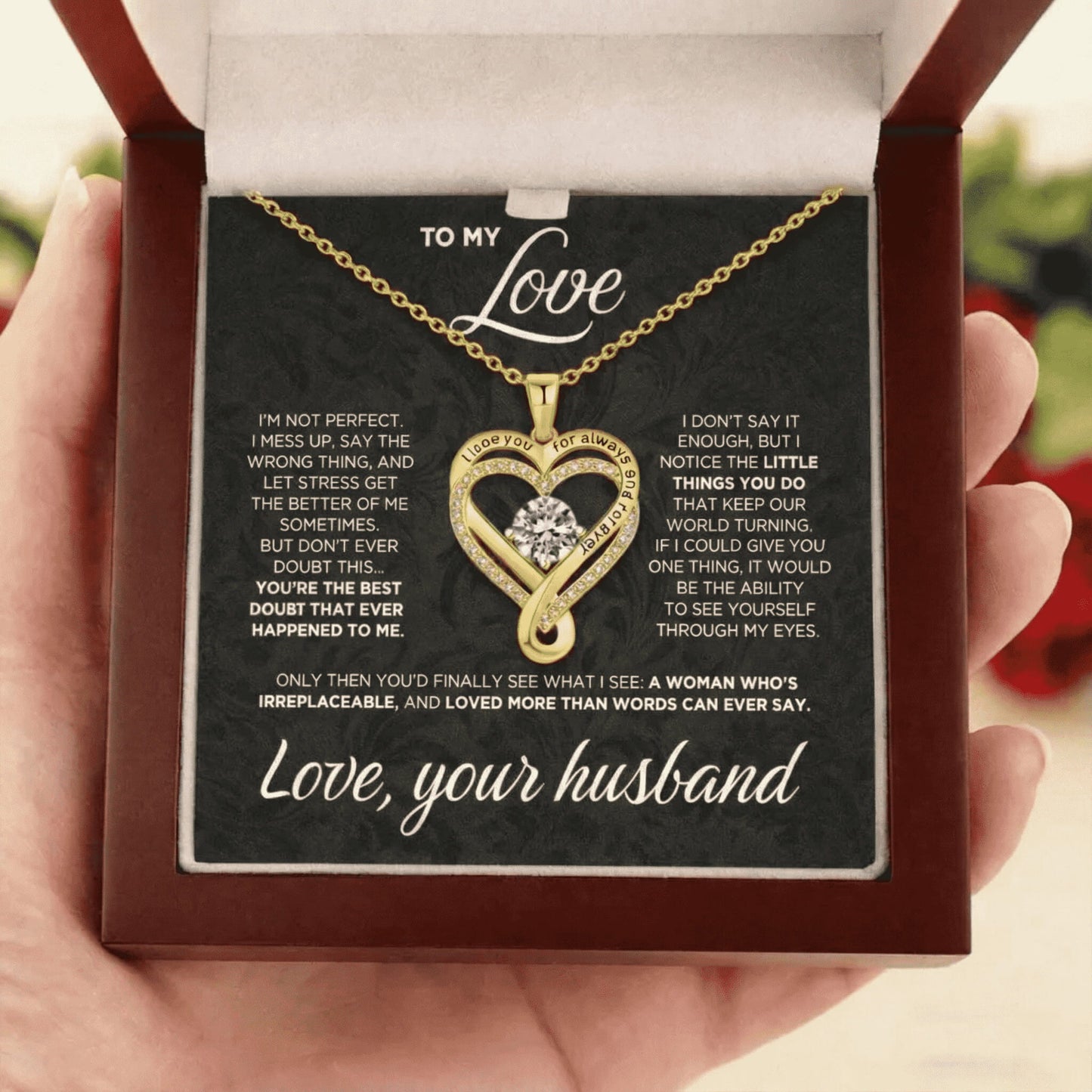 To My Wife - Forever & Always Heart Necklace