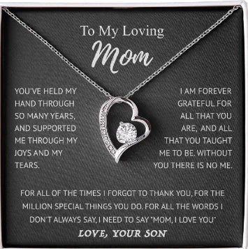 Elegant Heart Pendant Necklace Gift Set for Mom