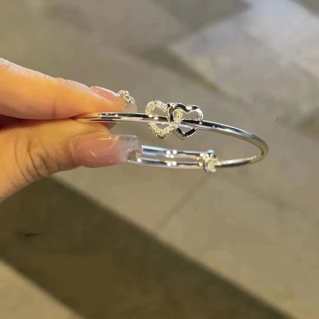 Heart-to-Heart Love Bracelet with Push-Pull Design