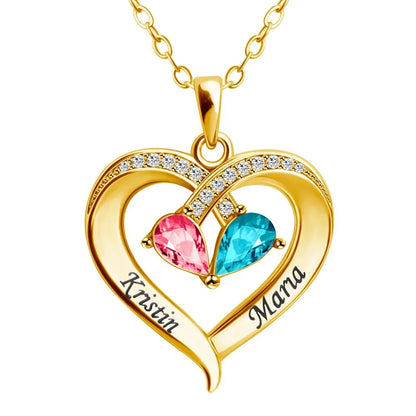 Personalized Heart & Birthstone Necklace