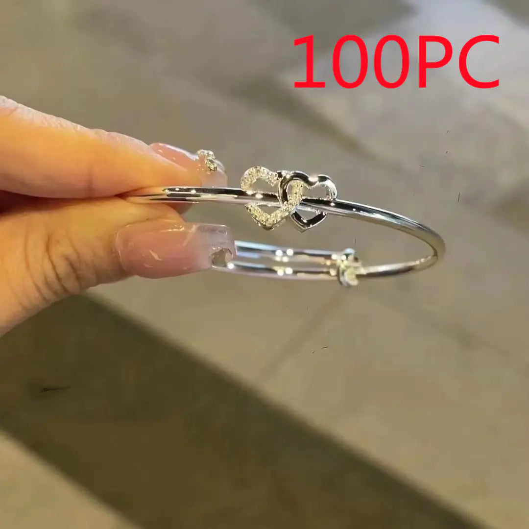 Heart-to-Heart Love Bracelet with Push-Pull Design